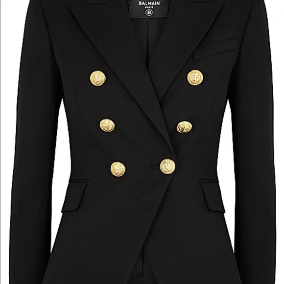 Authentic Balmain classic fitted double-breasted wool jacket - Picture 2 of 7